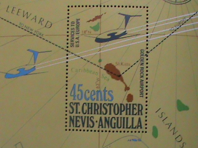 ST.CHRISTOPHER-NEVIS-ANGUILLA-GOLDEN ROCK INTERNATIONAL AIRPORT-MNH S/S VF