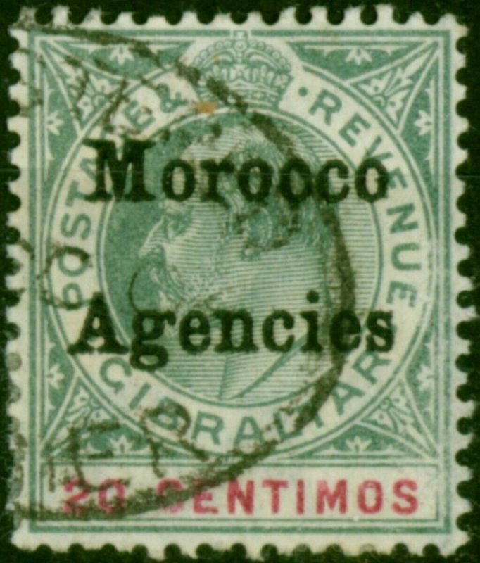 Morocco Agencies 1906 20c Grey-Green & Carmine SG26 Fine Used