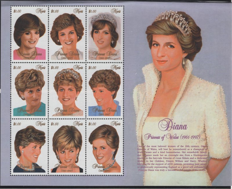 NEVIS, 1030, MNH,  DIANA SOUVENIR SHEET