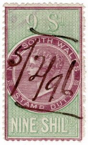 (I.B) Australia - NSW Revenue : Stamp Duty 9/- (1866)