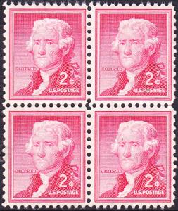 Scott 1033 Jefferson MNH Block
