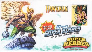 AO-4084j-1, 2006, DC Comics Super Heroes, Hawkman, FDC, Add-on Cachet. Digital C