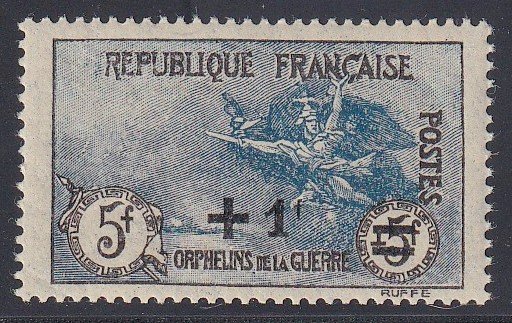 FRANCE  - 1922 5fr + 1fr War Orphans M-XF-NH # B19