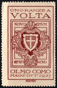 1927 Italy Poster Stamp 100th Anniversary Honoring Alessandro Volta May-October