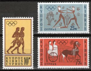 CYPRUS Sc#241-243 TOKYO OLYMPIC GAMES (1964) MNH