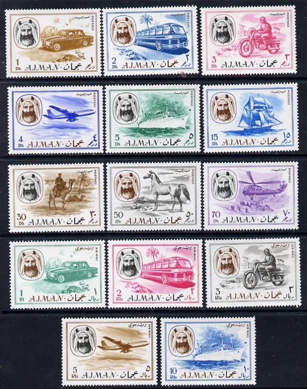 Ajman 1967 Transport perf set of 14 unmounted mint (Mi 12...