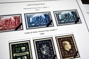 COLOR PRINTED LIECHTENSTEIN [CLASS.] 1912-1941 STAMP ALBUM PAGES (23 ill. pages)