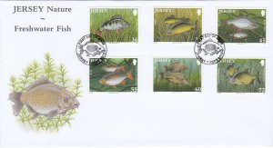 Jersey 2010 Freshwater Fish Set of 6, , on official FDC