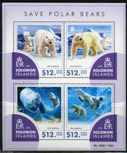 SOLOMON ISLANDS 2015 SAVE POLAR BEARS  SHEET MINT NH