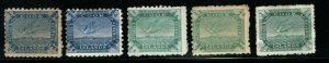 Cook Islands - (5) White Tern of Torea/Clr & Perf var/M no gum -  Lot 0122104