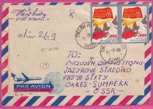 ag1532 - VIETNAM -  Postal History - Air mail COVER to Czechoslovakia- 1988