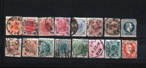 AUSTRIA 1884-1907 EMPEROR FRANZ JOSEF I SET OF 16 STAMPS USED/HINGED