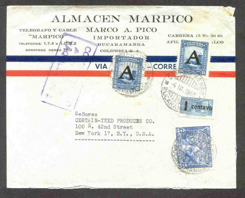 COLOMBIA COMMERCIAL COVER ALMACEN MARPICO 1952  AAC5158