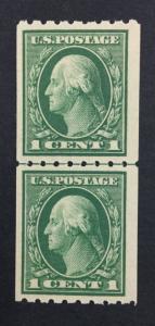 US #410 COIL LINE PAIR MINT OG NH $80 LOT #5651