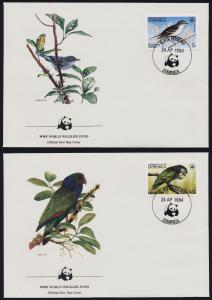 Dominica 827-30 on FDC's - Birds, Parrot, Hummingbird