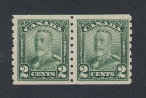 2x Canada Coil Stamps  Pair of #161-2c MNH F/VF Gum Crease Guide Value= $80.00