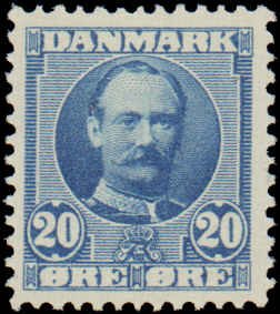 Denmark #74, Incomplete Set, 1907-1912, Never Hinged