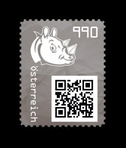 Austria 2021 MNH Stamp Crypto Stamp Black Type Rhino Ethereum
