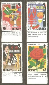 JERSEY GB Sc# 840 - 843 MNH FVF Set4 Jazz Arts Floral Food Festivals