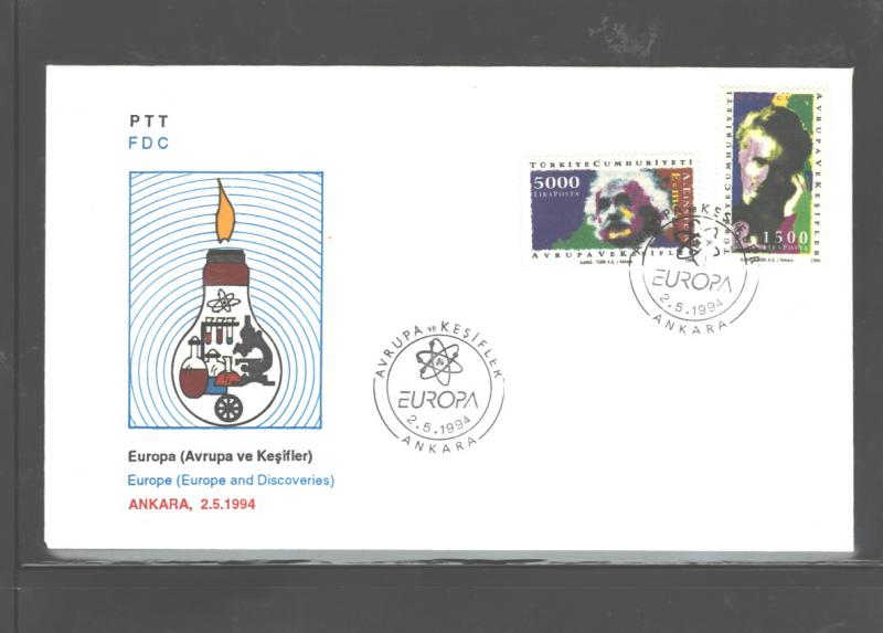 TURKEY, 1994 MARIE CURIE & ALBERT EINSTEIN FDC #2597-2598