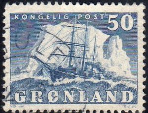 Greenland 35 - Used - 50o Polar Ship Gustav Holm (1950) (swcv $13.50)