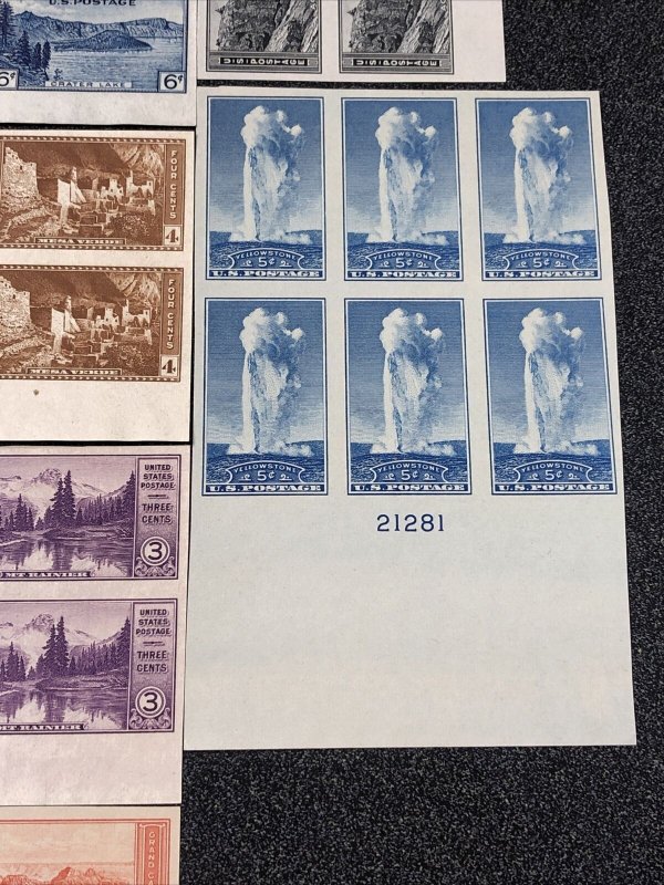 US 756-65 National Parks 1C Thru 10C Farley Imperf Plate Block Of 6 No Gum 