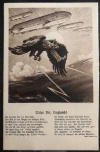 1916 Rendsburg Germany PPC Feldpost WWI Postcard Cover WW1 Zeppelin To Hamburg