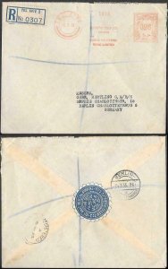 1933 Tel Aviv Palestine Meter cover to Germany Anglo Bank Seal