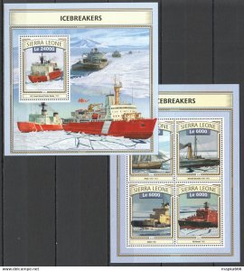 2016 Sierra Leone Transport Ships & Boats Icebreakers Kb+Bl ** Stamps St453