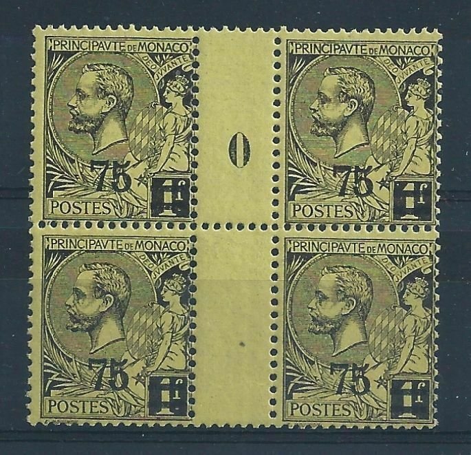 1924 Monaco, N° 72 Thousandth 0+ Pair With Interspazio MNH