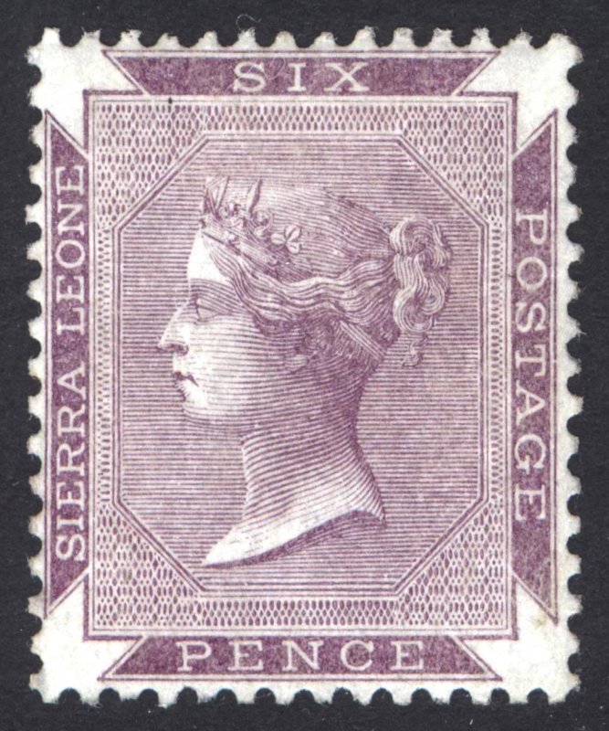 Sierra Leone 1859 6d Dull Violet Perf 14 Scott 1a SG 1 LMM Cat $225