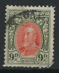 Southern Rhodesia SG 21b  clipped corner perfs good  used