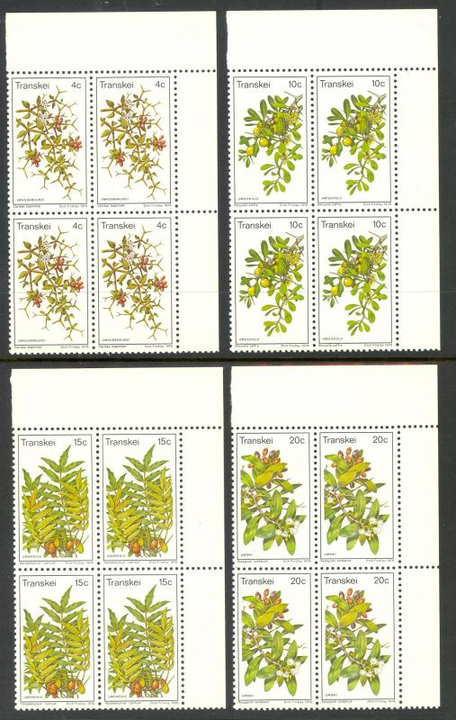 SOUTH AFRICA TRANSKEI 1978 EDIBLE PLANTS Set BLOCKS OF 4 Scott Nos. 28-31 MNH