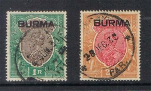 Burma 1937 KGV Sc 13,14 FU