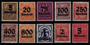 Germany 1923 Official stamps Surch. Tausend / Millionen, Set [Unused]