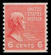 PCBstamps  US # 846 6c John Adams, coil, pf 10, vertically, MNH, (8)