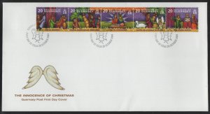 Guernsey 2004 FDC Sc 849 20p Christmas Songs Strip