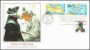 OAS-CNY 4679 POSTAL HISTORY FDC 1981 SCOTT 1937-38 18c Battles Yorktown & VA