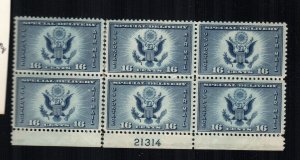 US  CE1 plate block MNH