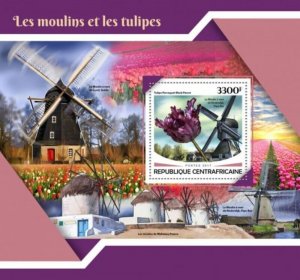 Central Africa - 2017 Windmills & Tulips - Souvenir Sheet - CA17712b