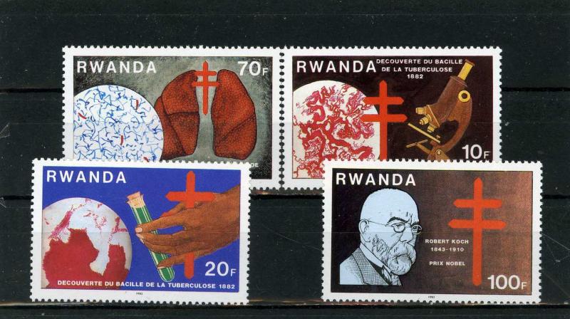 RWANDA 1982 Sc#1103-1106 FAMOUS PEOPLE ROBERT KOCH SET OF 4 STAMPS MNH  