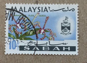 Sabah 1965 10c Orchid, used. Scott 21, CV $0.25. SG 428