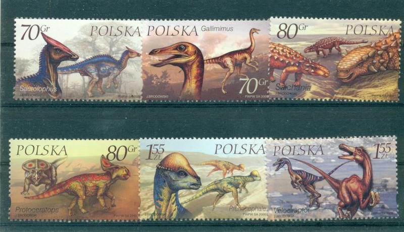 Poland - Sc# 3503-8. 2000 Dinosaurs. MNH $3.90.