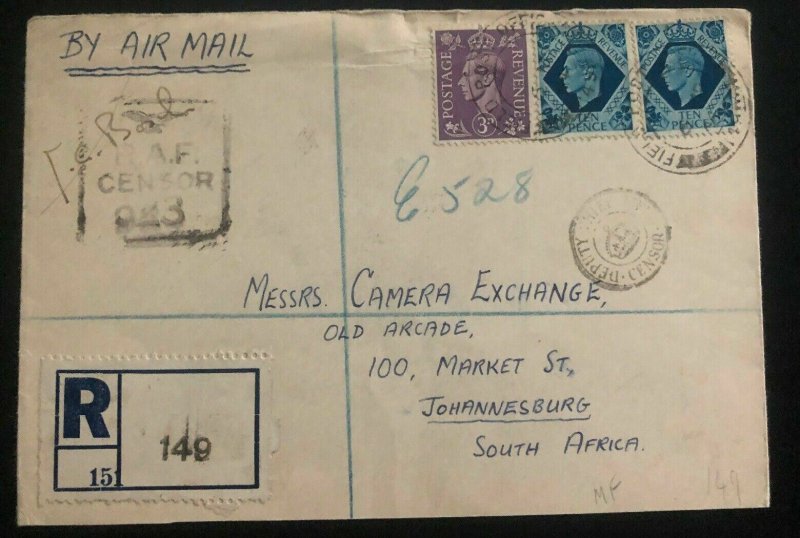 1944 Palestine British Field Post Airmail Cover To Johannesburg south Africa