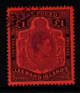 LEEWARD ISLANDS SG114c 1952 £1 VIOLET & BLACK/SCARLET FINE USED