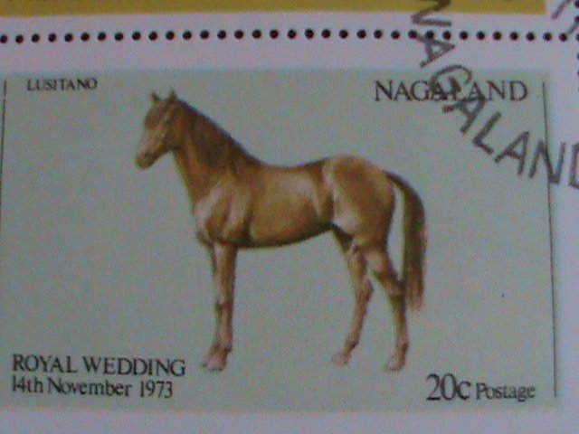 ​NAGALAND STAMP-1973 WORLD COLORFUL LOVELY BEAUTIFUL HORSES-CTO SHEET VF