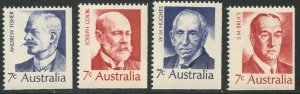 AUSTRALIA Sc#514-517 1972 Prime Ministers Complete Set OG Mint NH (d)