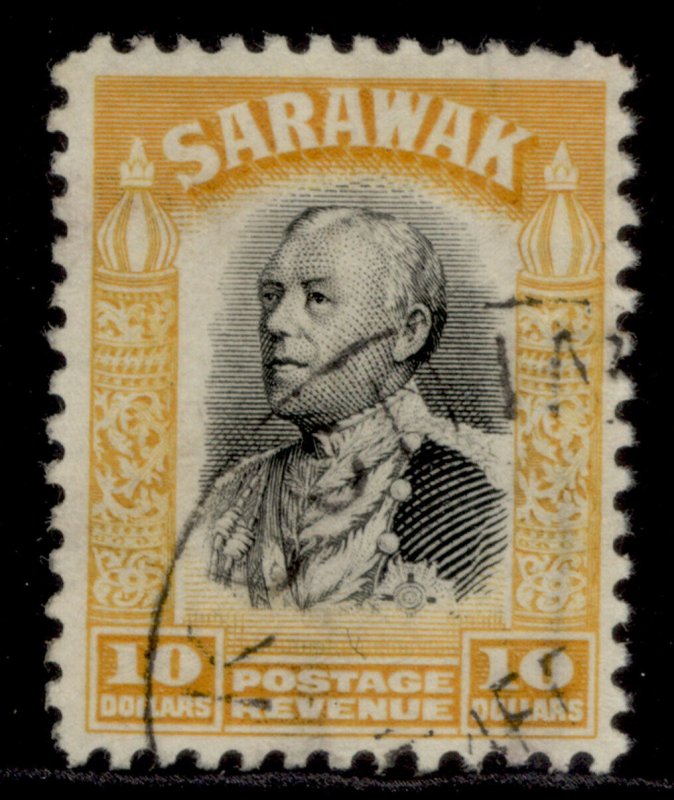 SARAWAK GV SG125, $10 black & yellow, FINE USED. Cat £85.