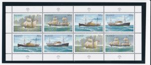 Iceland # 745, Ships, Booklet Pane, 2 blocks of Four, Mint NH, 1/2 Cat.