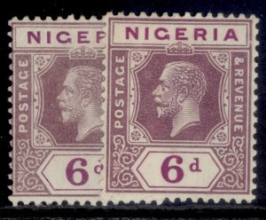 NIGERIA GV SG25 + 25a, 6d DIE VARIETIES, M MINT. Cat £20.